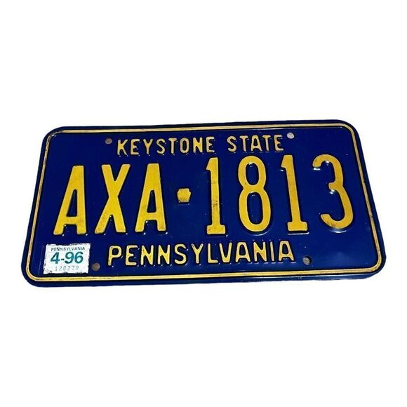 Vintage 1996 Pennsylvania Keystone State Collectible License Plate Tag AXA 1813 - Picture 1 of 3